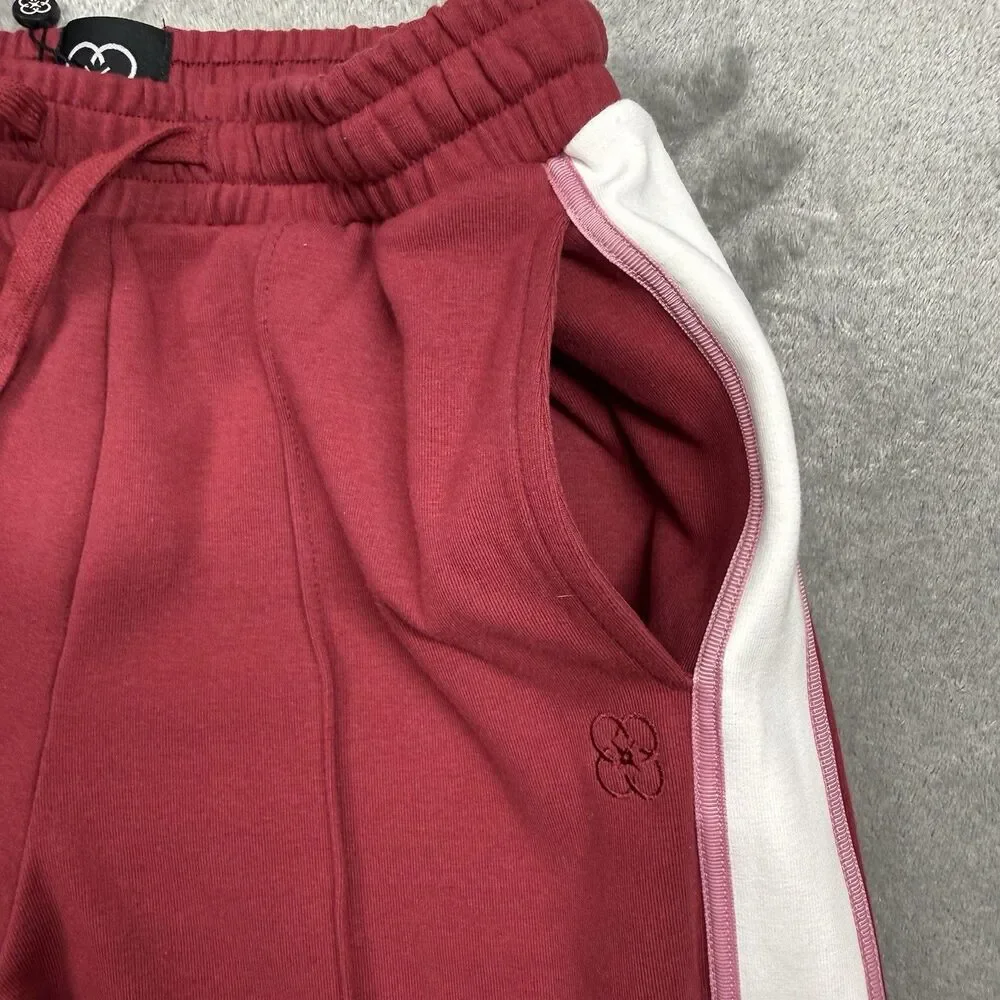 Care Tucker Pants Womens XS Red Jordan Interlock Bordeaux Side Stripe Zip Office